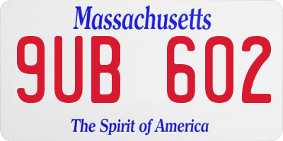 MA license plate 9UB602