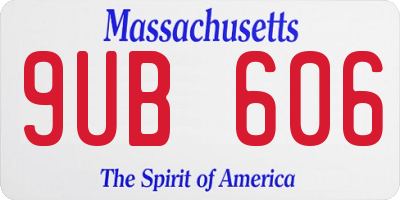 MA license plate 9UB606