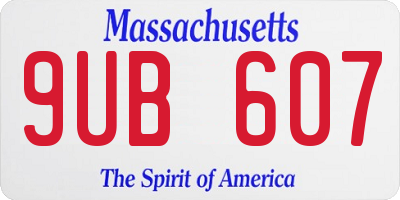 MA license plate 9UB607