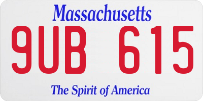 MA license plate 9UB615