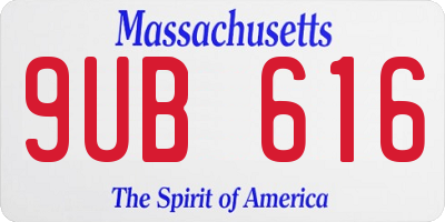 MA license plate 9UB616
