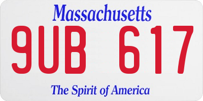 MA license plate 9UB617