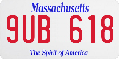 MA license plate 9UB618
