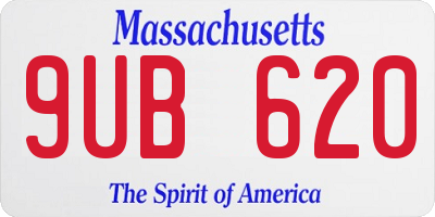 MA license plate 9UB620