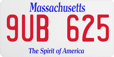 MA license plate 9UB625