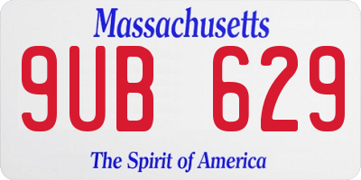 MA license plate 9UB629
