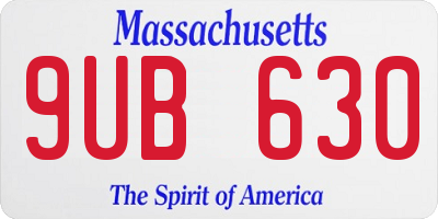 MA license plate 9UB630