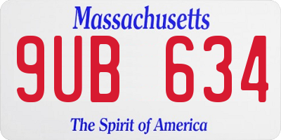 MA license plate 9UB634