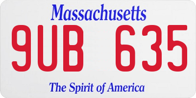 MA license plate 9UB635