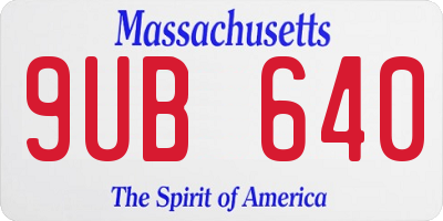 MA license plate 9UB640