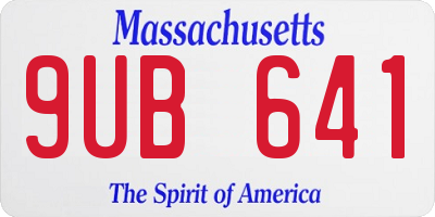MA license plate 9UB641