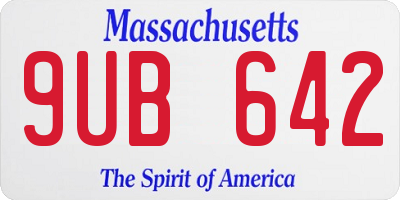 MA license plate 9UB642