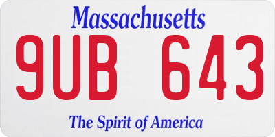MA license plate 9UB643