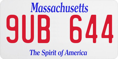 MA license plate 9UB644