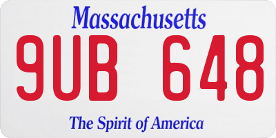 MA license plate 9UB648