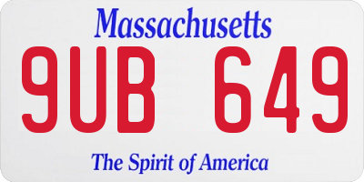 MA license plate 9UB649