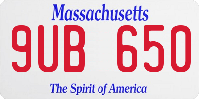 MA license plate 9UB650
