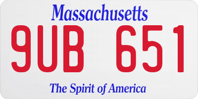 MA license plate 9UB651