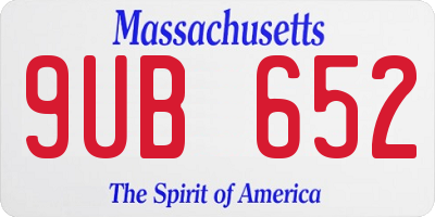 MA license plate 9UB652