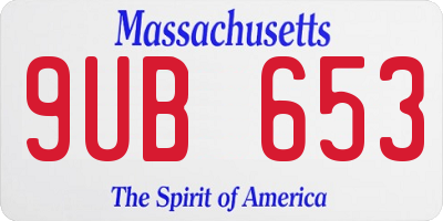 MA license plate 9UB653