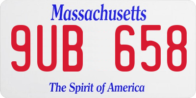 MA license plate 9UB658