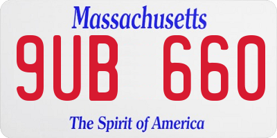 MA license plate 9UB660