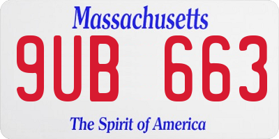 MA license plate 9UB663