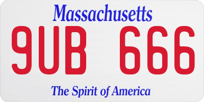 MA license plate 9UB666