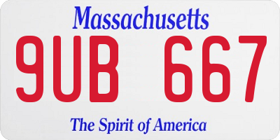 MA license plate 9UB667