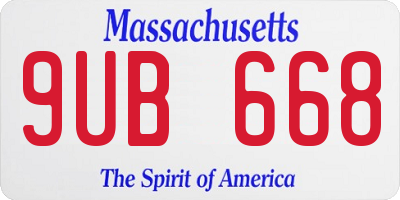 MA license plate 9UB668