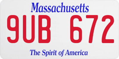 MA license plate 9UB672