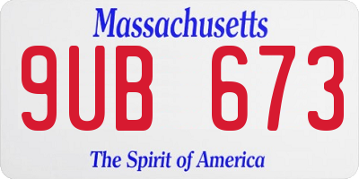 MA license plate 9UB673
