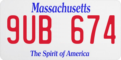 MA license plate 9UB674