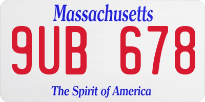 MA license plate 9UB678