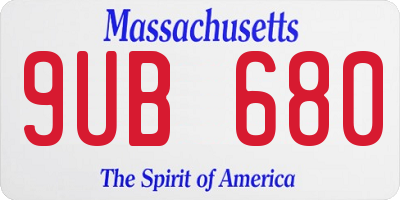 MA license plate 9UB680