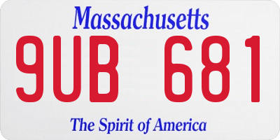 MA license plate 9UB681