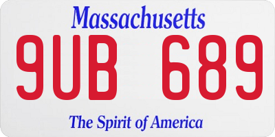 MA license plate 9UB689