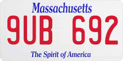 MA license plate 9UB692