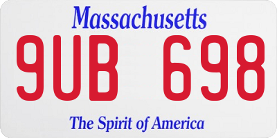 MA license plate 9UB698