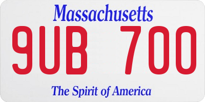 MA license plate 9UB700