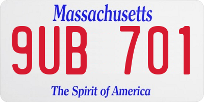 MA license plate 9UB701