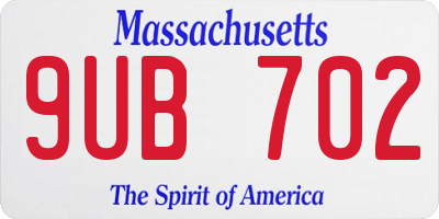 MA license plate 9UB702