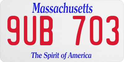 MA license plate 9UB703