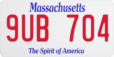 MA license plate 9UB704