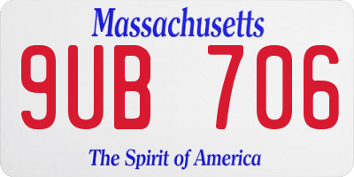 MA license plate 9UB706