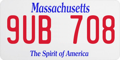 MA license plate 9UB708