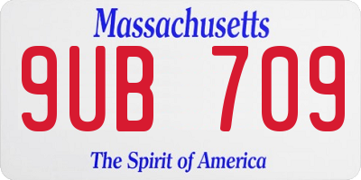 MA license plate 9UB709