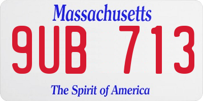 MA license plate 9UB713