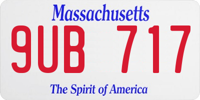 MA license plate 9UB717