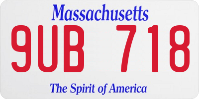 MA license plate 9UB718